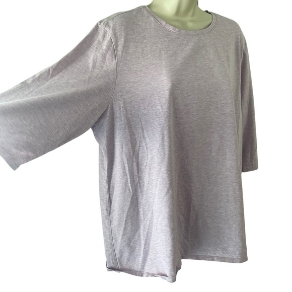 Pure Jill Lilac Pima Cotton Ballet Sleeve Tee Stretch Top | Plus Size Women 2X - Picture 3 of 7